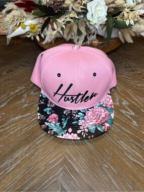 Pink "Hustler" Floral Brim Snapback Hat